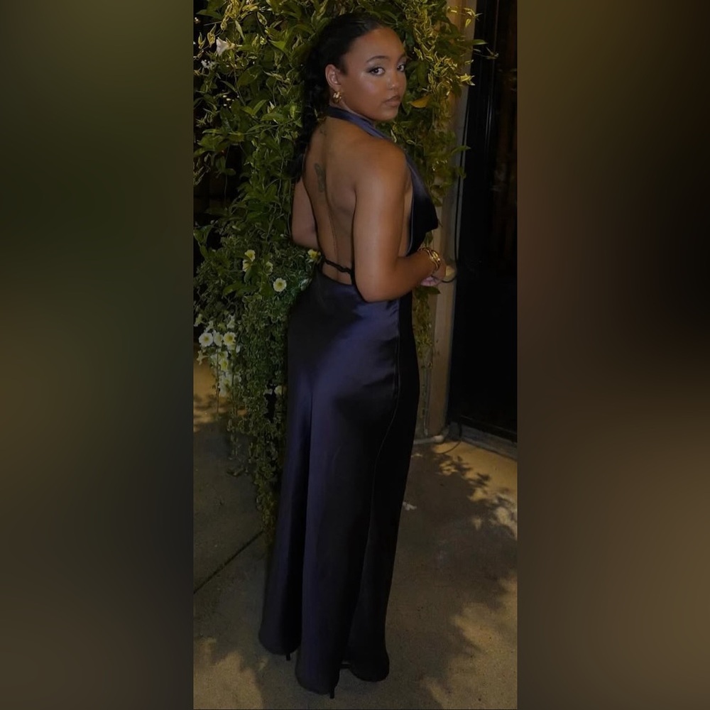 Zara Blue Spaghetti Strap Backless Gown